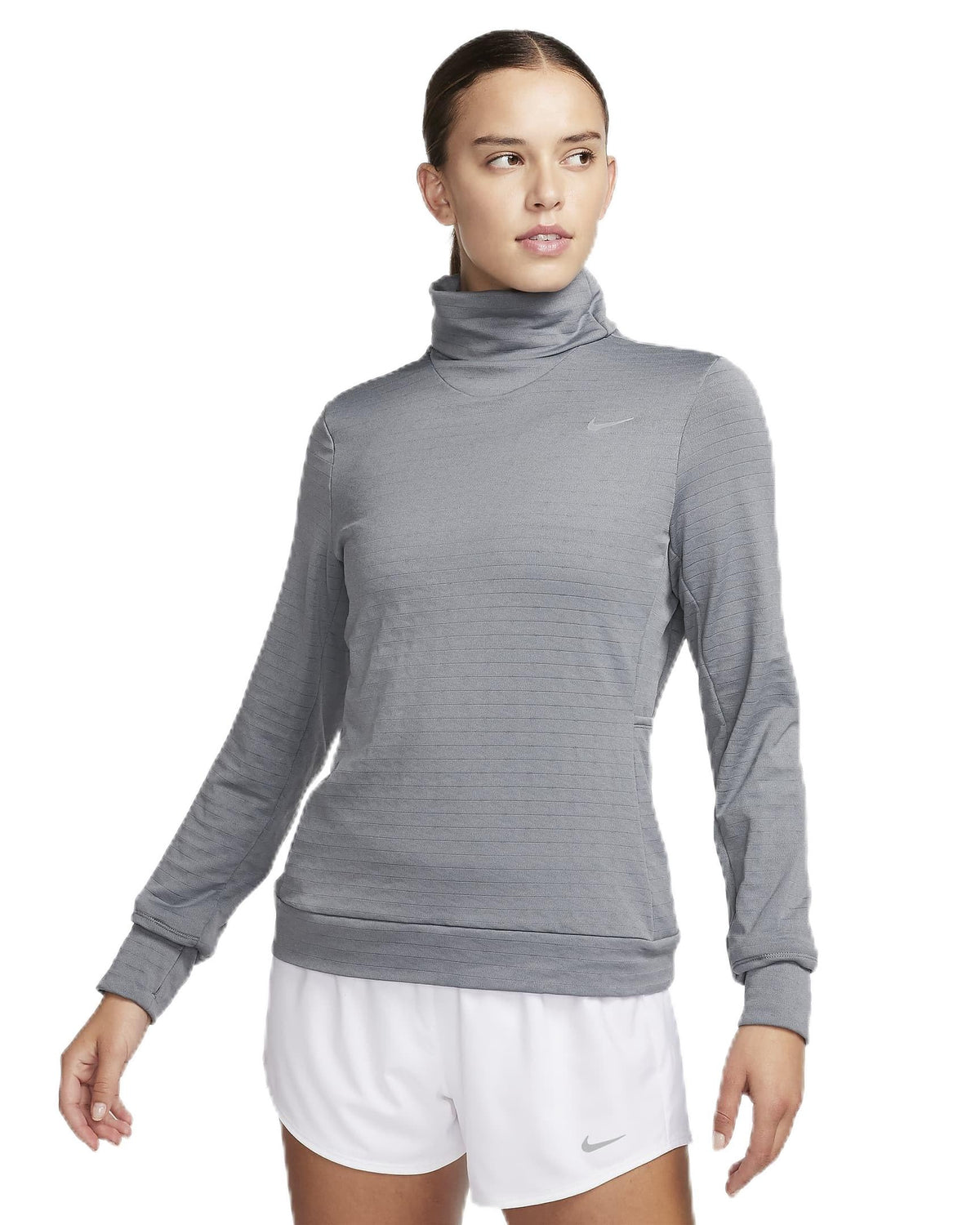Nike Womens Active Long-Sleeved Therma-FIT Swift Element Pullover Turtleneck (US Alpha Medium Regular Regular GREY)