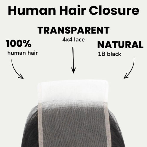 Brazilian Silky Straight 4x4 Transparent Lace Human Hair Closure