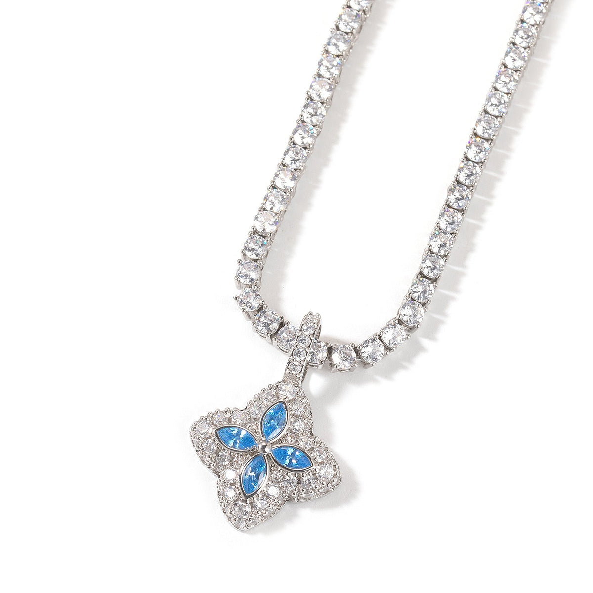 Cubic Zirconia Colorful Four-Leaf Clover Pendant