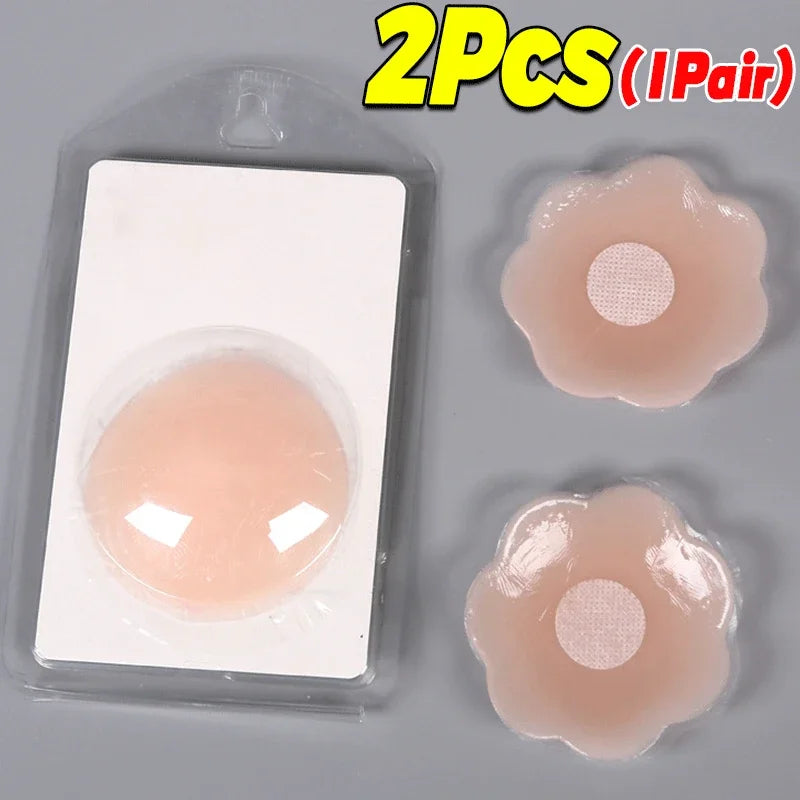 2-24PCS Invisible Self Adhesive Chest Paste Reusable Sticker Breast Petal Strapless Lift Up Bra Pad Silicone Petal Nipple Cover