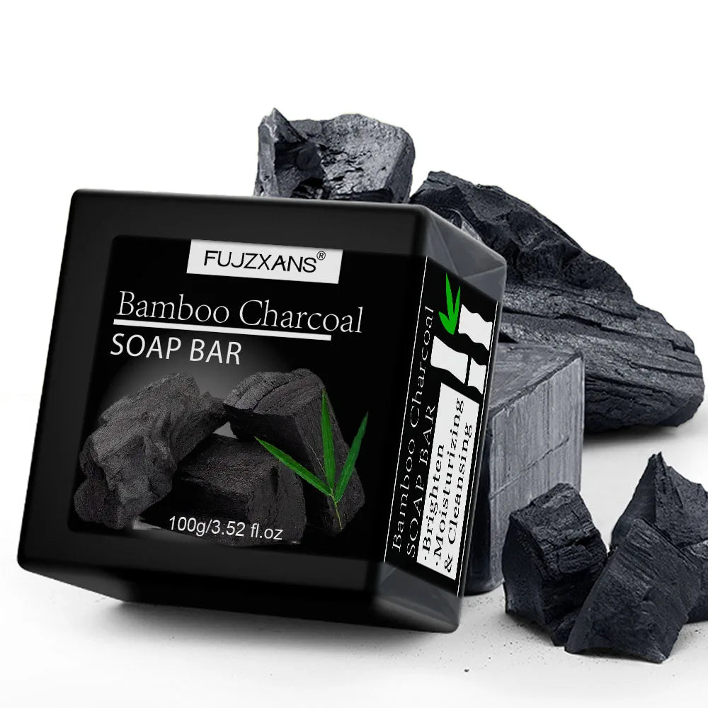 Bamboo Charcoal Soap Bar Deep Cleansing for Oily Light Beige,Moisturizing & Brightening Face & Body Bar For Women